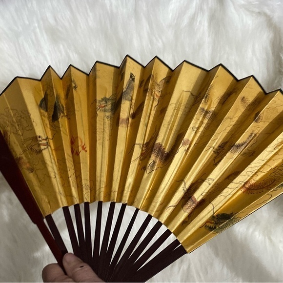 Other - Silk And Bamboo Dragon‎ Hand Fan